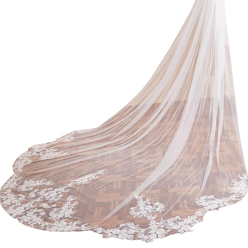 Elegant White Lace Bridal Veil